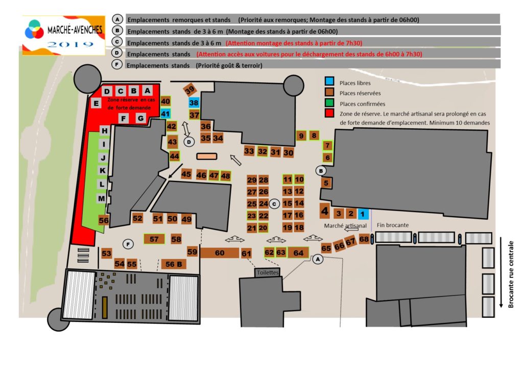 Plan provisoire du marché